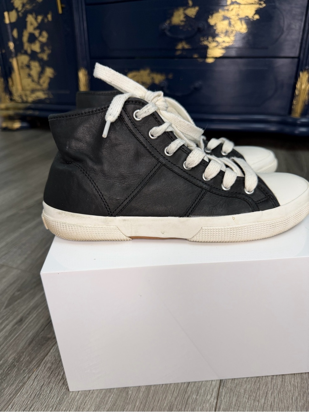 Lauren Ralph Lauren leather Black and White High-Top Sneakers
